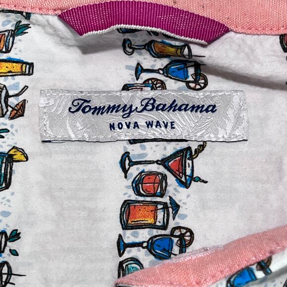 Tommy Bahama Button Shirt L Cocktail Print Short Sleeve Casual Beachwear Summer - Picture 3 of 13